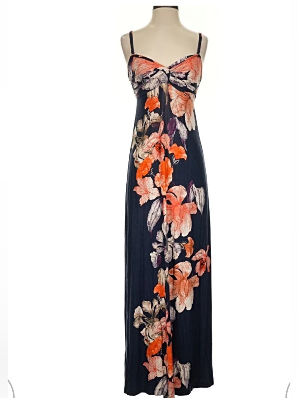 Tommy Bahama Navy Maxi Dress with Peach Floral Print - Picture 6 of 6